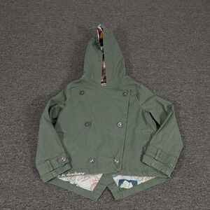 OshKosh B'gosh Jacket Kids 5T Green Hooded Double Breasted Lined Outdoor